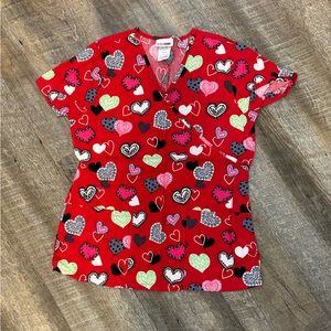 Scrubstar multicolor heart scrub top. Size S.